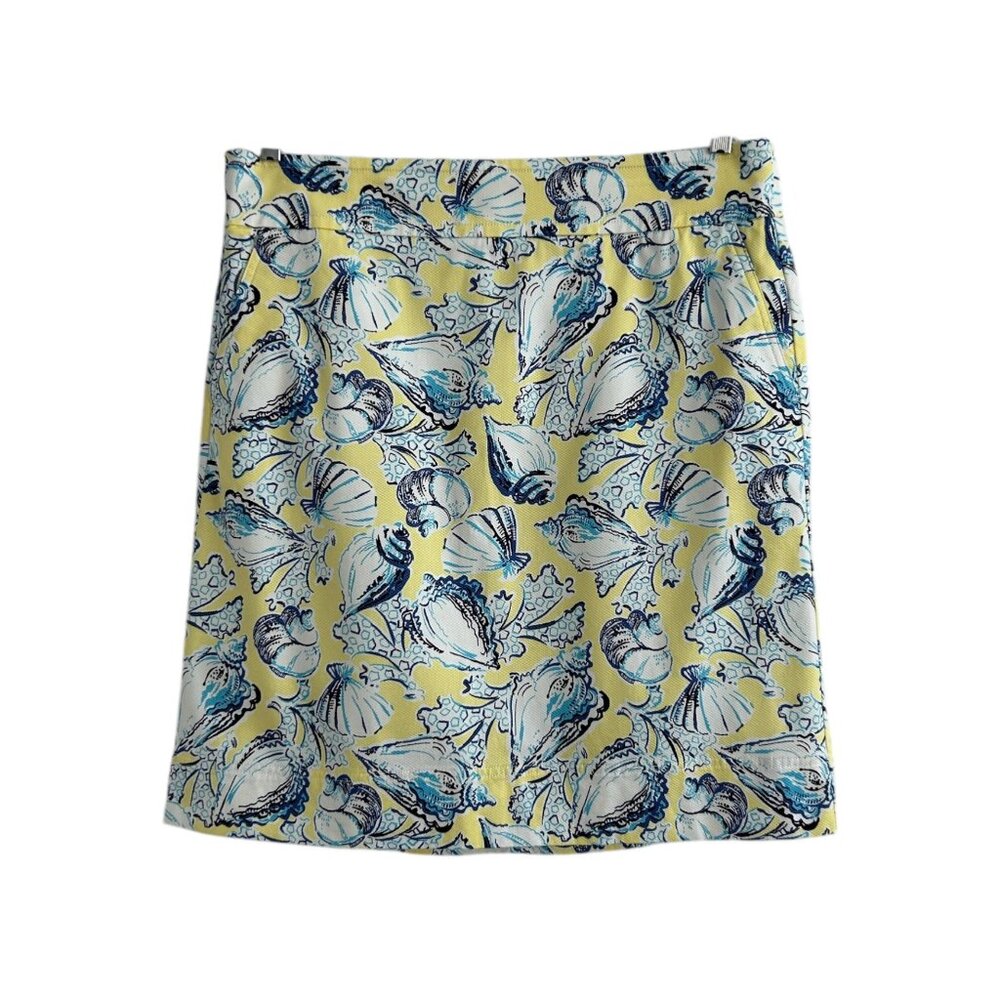 Talbots Seashell Print Cotton Blend Resort Coastal Nautical A-Line Skirt (14)